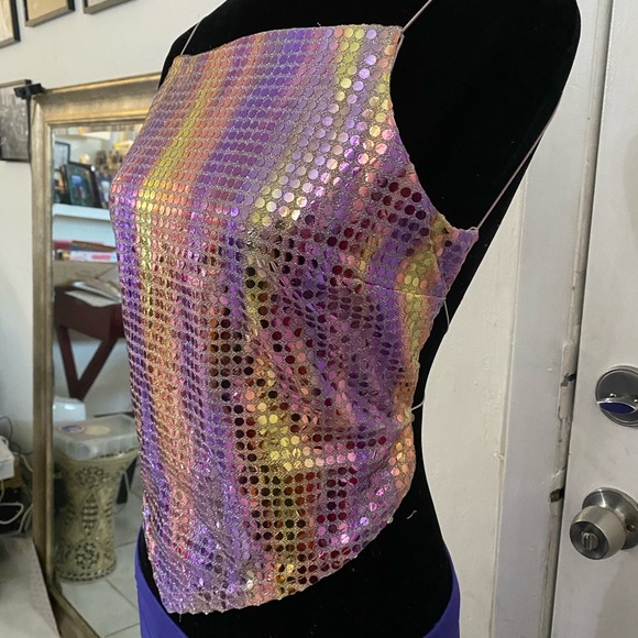 Sequin retro backless small crop top - Picture 11 of 11